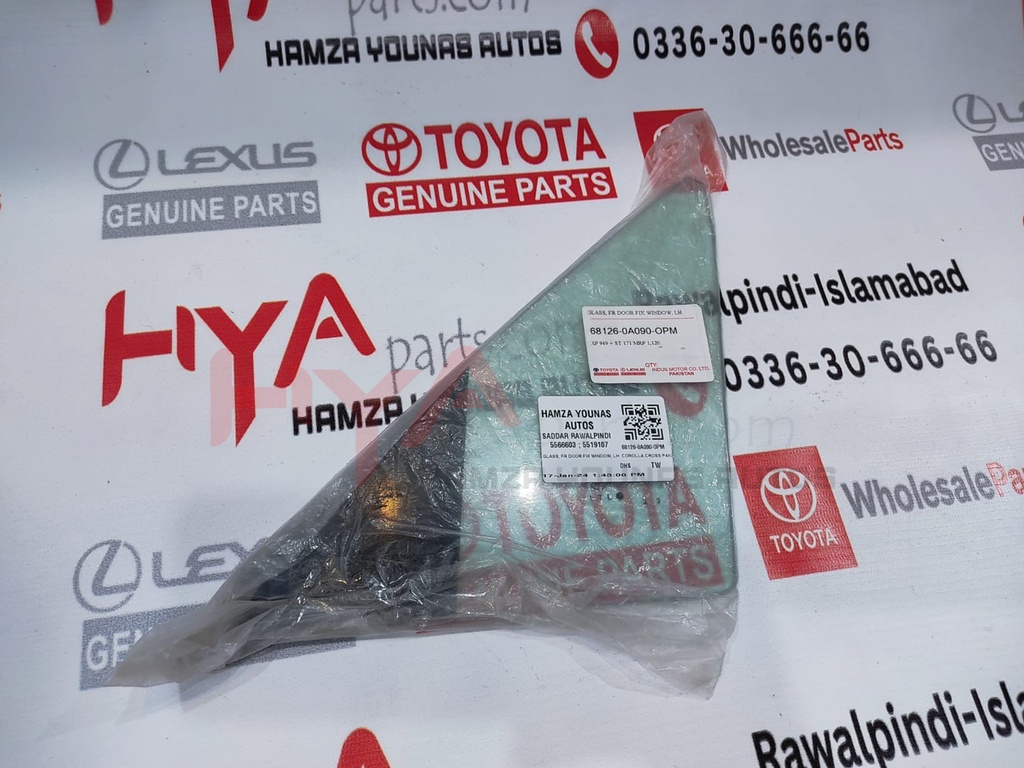 [68126-0A090-OPM] GLASS, FR DOOR FIX WINDOW, LH 