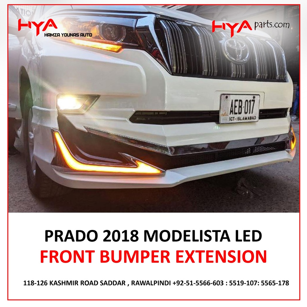 [703-FJ-150-18-CH-LED] FRONT BUMPER EXTENSION PRADO 2018 MODELISTA LED 