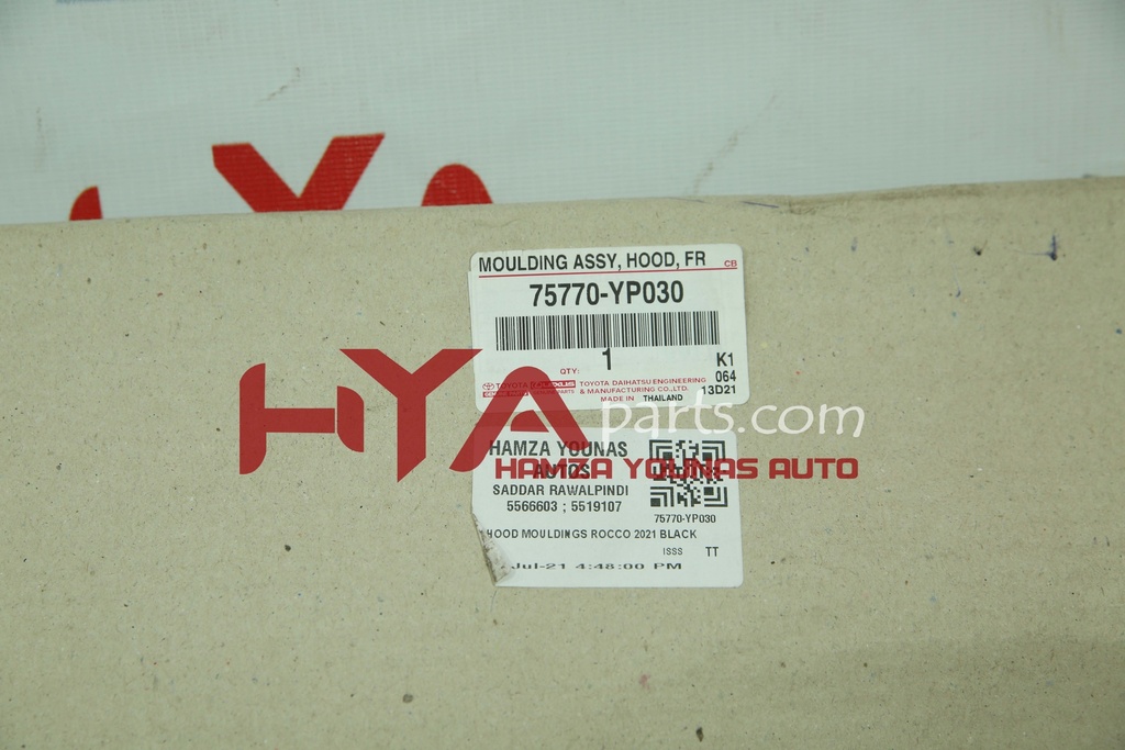 [75770-YP031] MOULDING ASSY, HOOD, FRONT