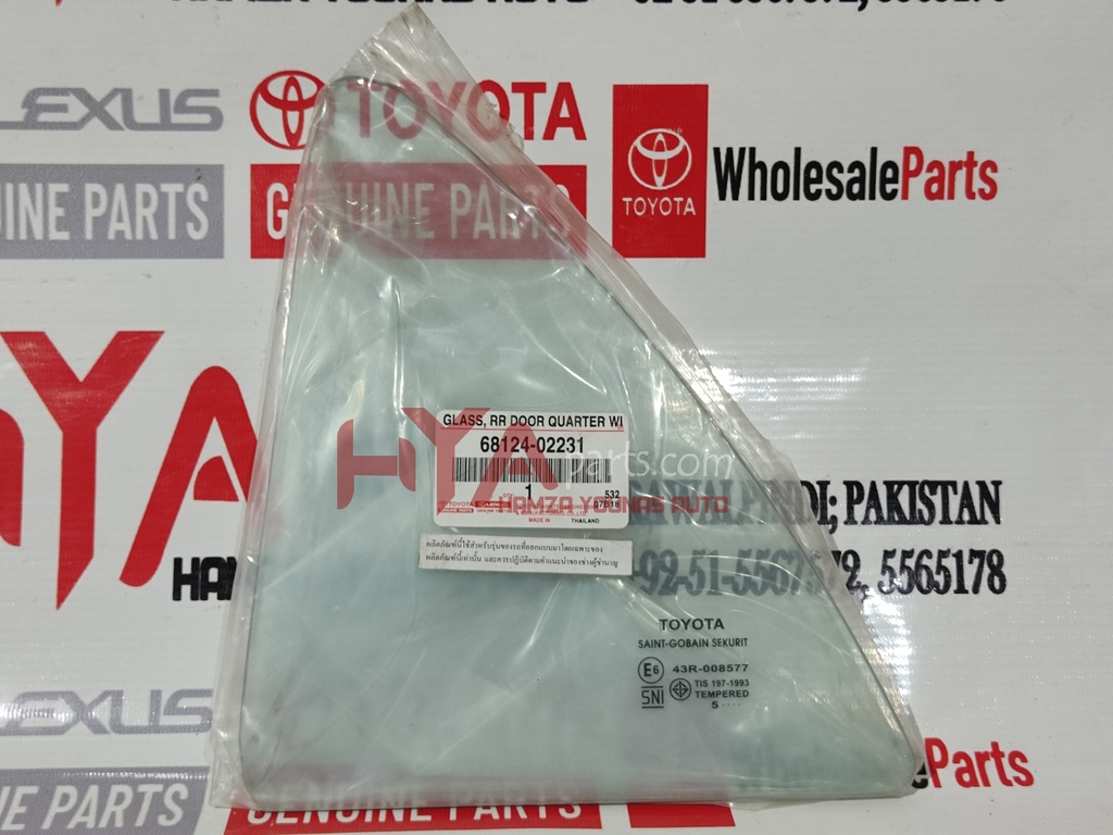 [68124-02231] GLASS, REAR DOOR QUARTER WINDOW, LH